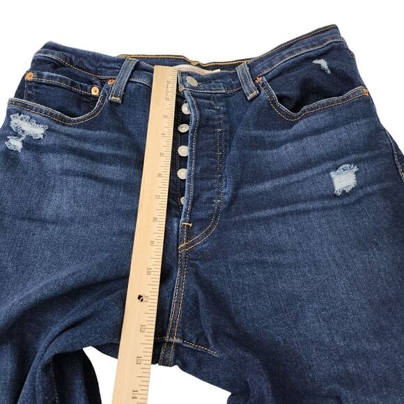 Levis Jeans Womens 31 Blue Ribcage Straight Ankle Button Fly Distress High-Rise - Picture 11 of 12